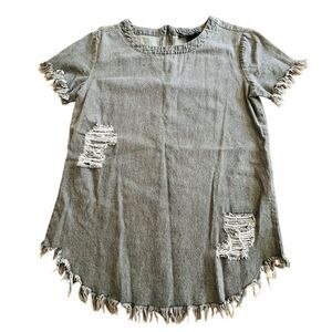Womens’ Streetwear Society Gray Distressed Shirt Size S
